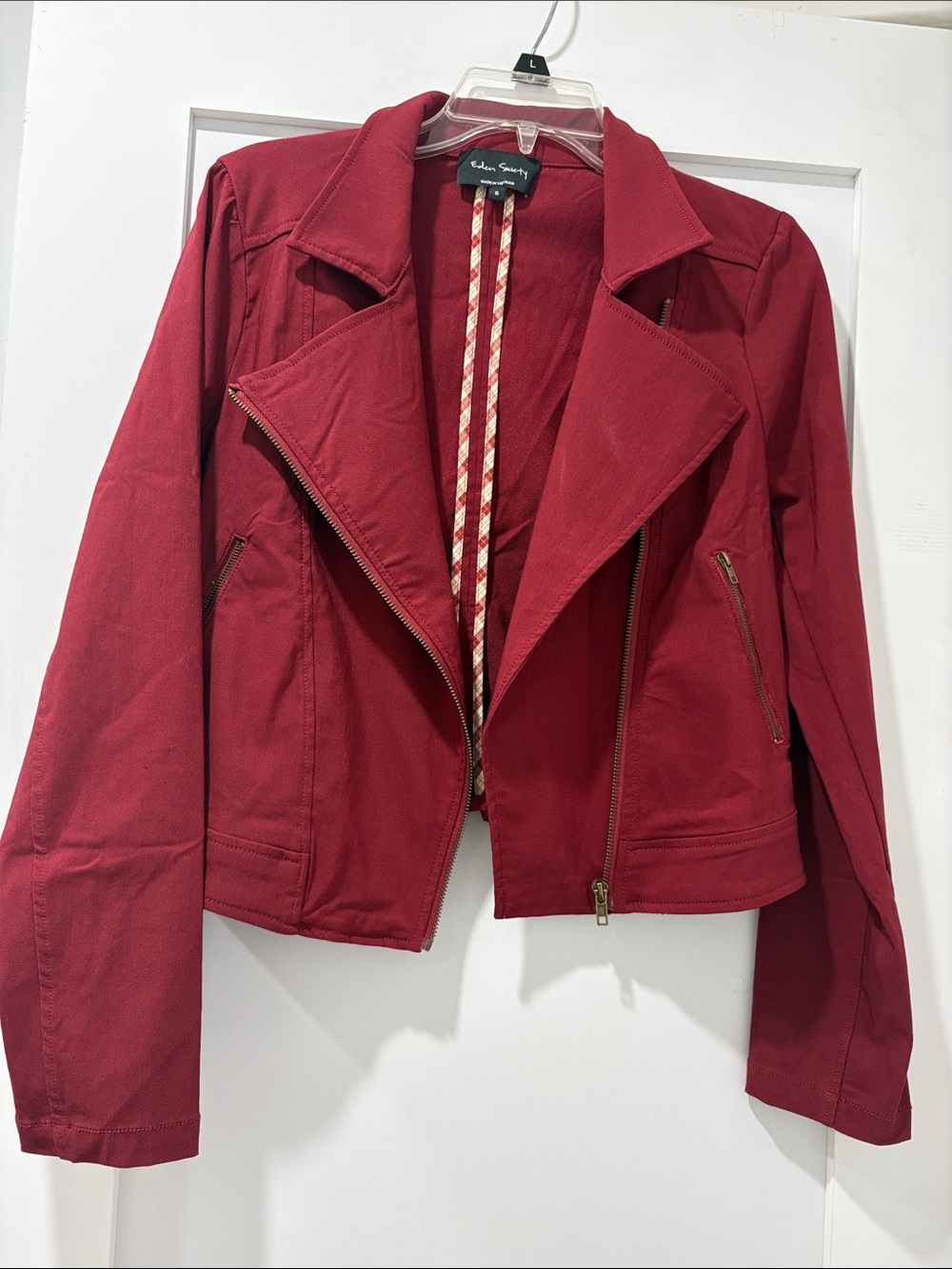 Eden Society Women's Deep Red Asymmetrical Zip Jacket